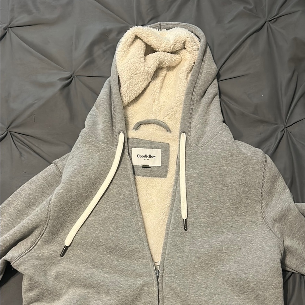 Gray Zip up with Fur Lining. New Never Worn